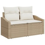 Set canapea de grădină vidaXL 8 Piese cu perne Bej Ratan sintetic Acacia