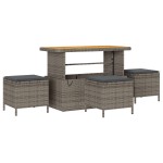 Set canapea grădină vidaXL 10 piese cu perne gri din ratan acacia Set canapea grădină vidaXL 10 piese cu perne gri din ratan acacia