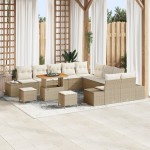 vidaXL Set de canapele pentru grădină cu pernă 13 pcs Bej Rattan poli