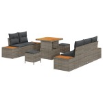Set Canapea Grădină vidaXL 8 Piese cu Perne Gri Ratan Poli Acacia