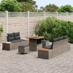 Set Canapea Grădină vidaXL 8 Piese cu Perne Gri Ratan Poli Acacia
