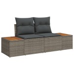 Set Canapea Grădină vidaXL 8 Piese cu Perne Gri Ratan Poli Acacia