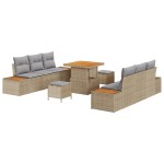 vidaXL Set de canapele pentru grădină cu pernă 9 pcs Bej Rattan poli vidaXL Set de canapele pentru grădină cu pernă 9 pcs Bej Rattan poli