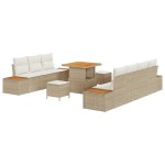 Set Canapea de Grădină vidaXL cu Perne Bej Poli Ratan Acacia Set Canapea de Grădină vidaXL cu Perne Bej Poli Ratan Acacia