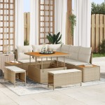 vidaXL Set de canapele pentru grădină cu pernă 8 pcs Bej Rattan poli vidaXL Set de canapele pentru grădină cu pernă 8 pcs Bej Rattan poli