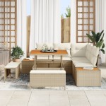 vidaXL Set de canapele pentru grădină cu pernă 8 pcs Bej Rattan poli vidaXL Set de canapele pentru grădină cu pernă 8 pcs Bej Rattan poli