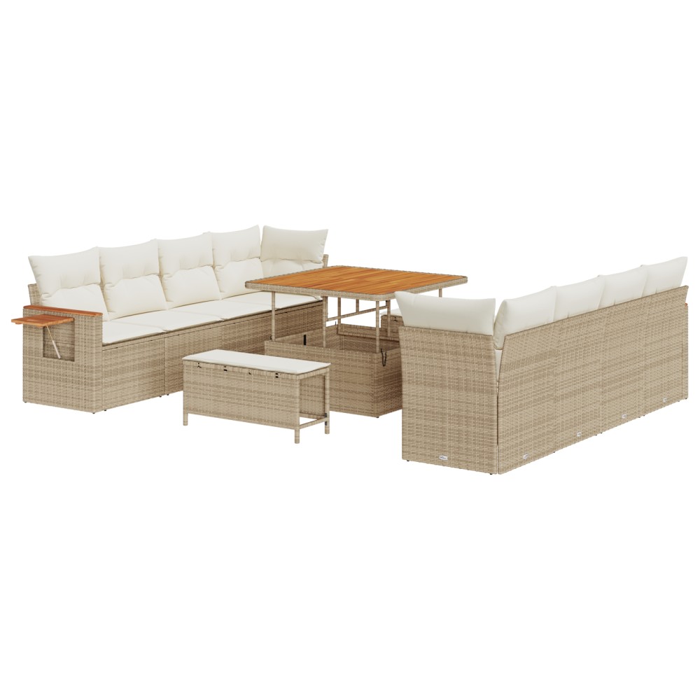 vidaXL Set de canapele pentru grădină cu pernă 11 pcs bej și crem