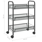 vidaXL Cărucior de bucătărie, 3 niveluri, negru, 46x26x64 cm, fier vidaXL Cărucior de bucătărie, 3 niveluri, negru, 46x26x64 cm, fier