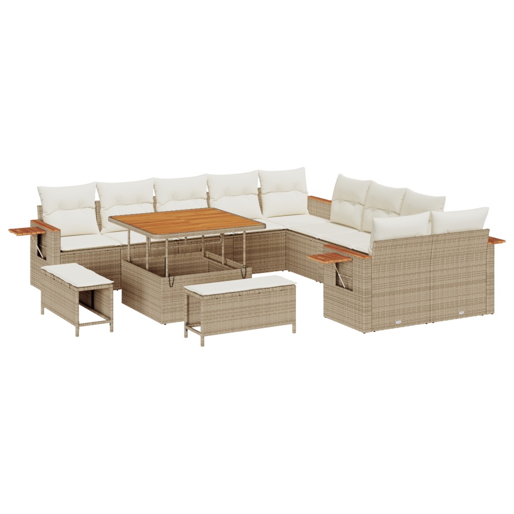 vidaXL Set de canapele pentru grădină cu pernă 13 pcs bej și crem