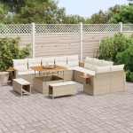 vidaXL Set de canapele pentru grădină cu pernă 13 pcs bej și crem vidaXL Set de canapele pentru grădină cu pernă 13 pcs bej și crem