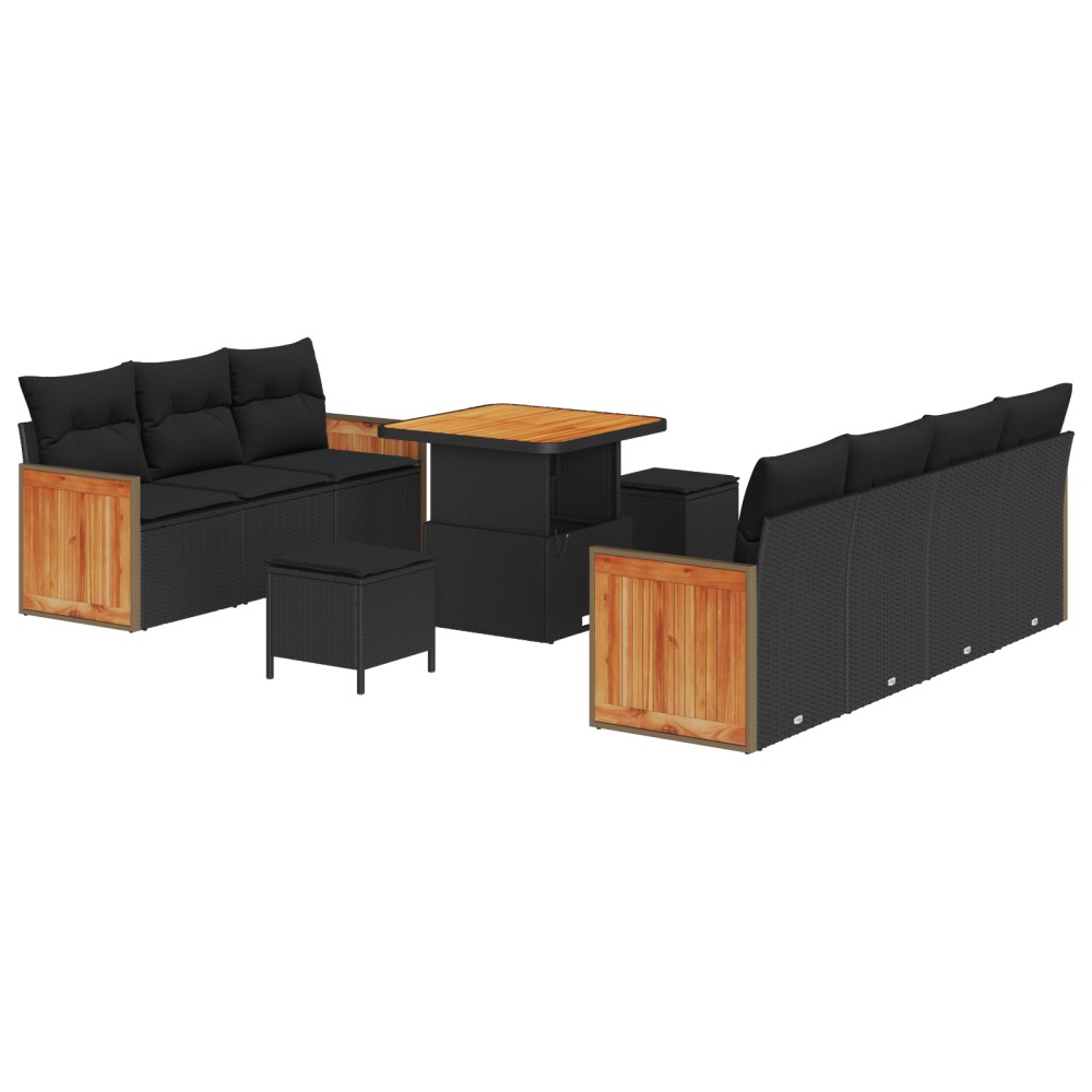 vidaXL Set de canapele pentru grădină 10 pcs Negru 80 x 80 x 71 cm