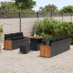 vidaXL Set de canapele pentru grădină 10 pcs Negru 80 x 80 x 71 cm vidaXL Set de canapele pentru grădină 10 pcs Negru 80 x 80 x 71 cm