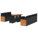 vidaXL Set de canapele pentru grădină 10 pcs Negru 90 x 55 x 71 cm vidaXL Set de canapele pentru grădină 10 pcs Negru 90 x 55 x 71 cm