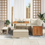 vidaXL Set de canapele pentru grădină cu pernă 8 pcs bej și crem