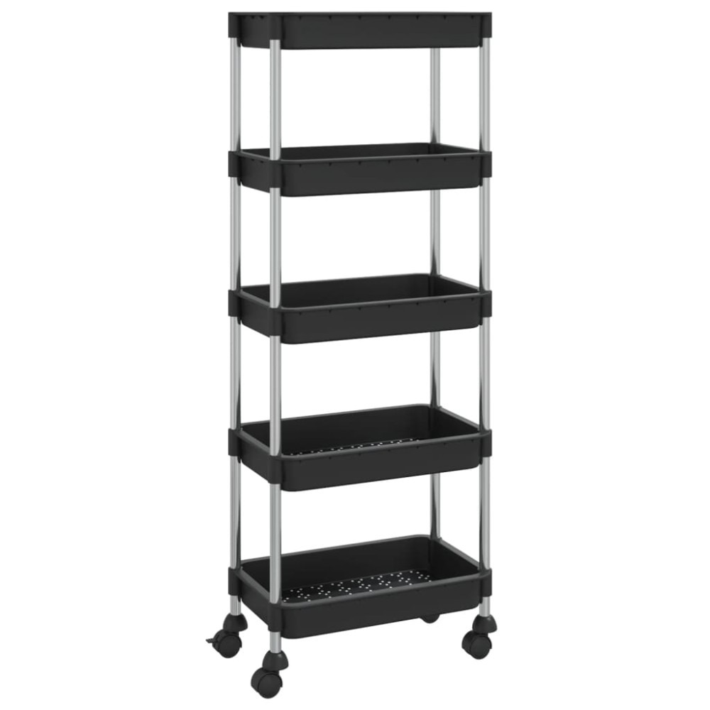 vidaXL Cărucior de bucătărie 5 niveluri negru 42x29x128 cm fier și ABS