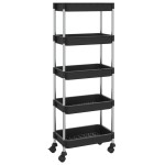 vidaXL Cărucior de bucătărie 5 niveluri negru 42x29x128 cm fier și ABS vidaXL Cărucior de bucătărie 5 niveluri negru 42x29x128 cm fier și ABS