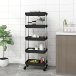 vidaXL Cărucior de bucătărie 5 niveluri negru 42x29x128 cm fier și ABS vidaXL Cărucior de bucătărie 5 niveluri negru 42x29x128 cm fier și ABS