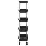 vidaXL Cărucior de bucătărie 5 niveluri negru 42x29x128 cm fier și ABS vidaXL Cărucior de bucătărie 5 niveluri negru 42x29x128 cm fier și ABS