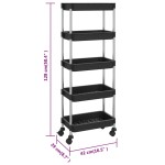 vidaXL Cărucior de bucătărie 5 niveluri negru 42x29x128 cm fier și ABS vidaXL Cărucior de bucătărie 5 niveluri negru 42x29x128 cm fier și ABS