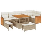 vidaXL Set de canapele pentru grădină cu pernă 9 pcs bej și crem