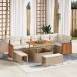 vidaXL Set de canapele pentru grădină cu pernă 9 pcs bej și crem