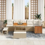 vidaXL Set de canapele pentru grădină cu pernă 9 pcs bej și crem