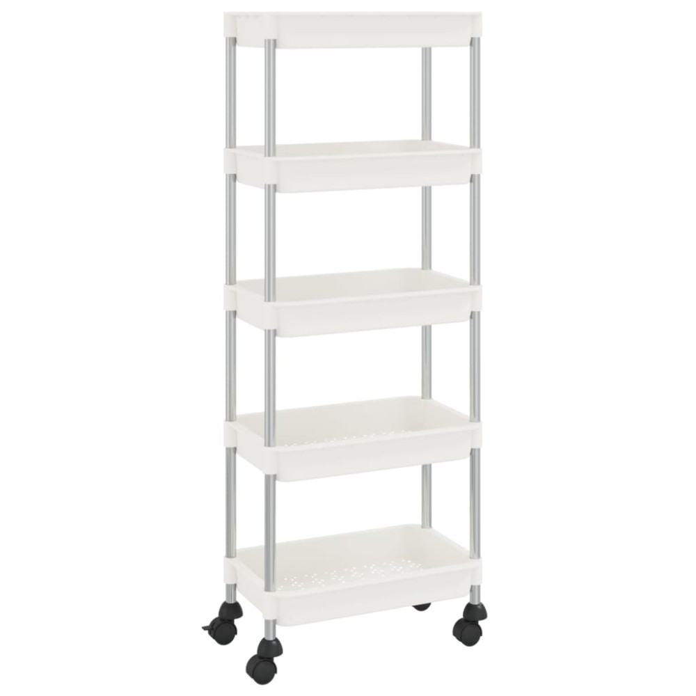 vidaXL Cărucior de bucătărie 5 niveluri alb 42x29x128 cm fier și ABS