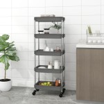 vidaXL Cărucior de bucătărie 5 niveluri gri 42x29x128 cm fier și ABS vidaXL Cărucior de bucătărie 5 niveluri gri 42x29x128 cm fier și ABS