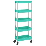 vidaXL Cărucior de bucătărie 5 niveluri turcoaz 42x29x128 cm fier/ABS vidaXL Cărucior de bucătărie 5 niveluri turcoaz 42x29x128 cm fier/ABS
