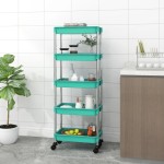 vidaXL Cărucior de bucătărie 5 niveluri turcoaz 42x29x128 cm fier/ABS vidaXL Cărucior de bucătărie 5 niveluri turcoaz 42x29x128 cm fier/ABS