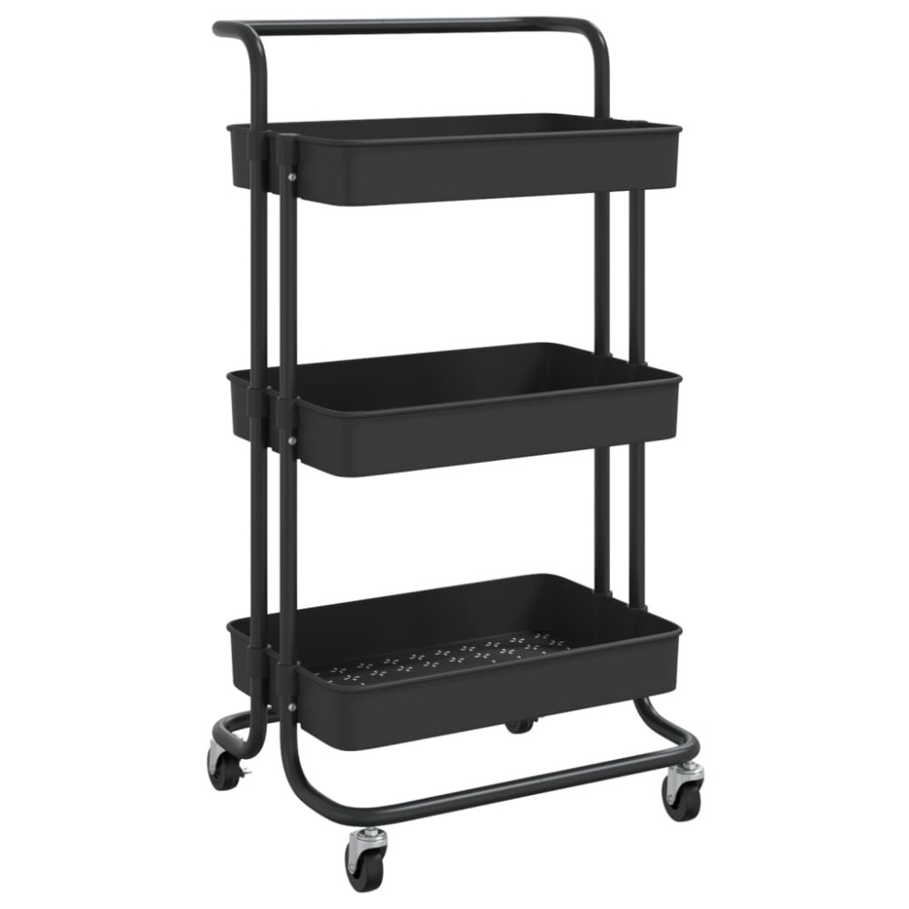 vidaXL Cărucior de bucătărie 3 niveluri negru 42x35x85 cm fier/ABS