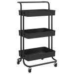 vidaXL Cărucior de bucătărie 3 niveluri negru 42x35x85 cm fier/ABS vidaXL Cărucior de bucătărie 3 niveluri negru 42x35x85 cm fier/ABS