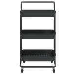 vidaXL Cărucior de bucătărie 3 niveluri negru 42x35x85 cm fier/ABS vidaXL Cărucior de bucătărie 3 niveluri negru 42x35x85 cm fier/ABS