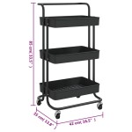 vidaXL Cărucior de bucătărie 3 niveluri negru 42x35x85 cm fier/ABS vidaXL Cărucior de bucătărie 3 niveluri negru 42x35x85 cm fier/ABS