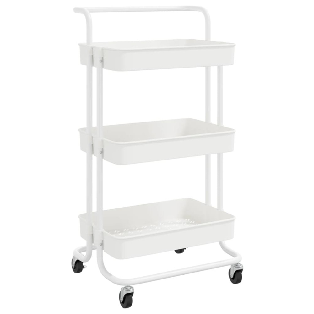 vidaXL Cărucior de bucătărie 3 niveluri alb 42x35x85 cm fier și ABS