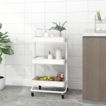 vidaXL Cărucior de bucătărie 3 niveluri alb 42x35x85 cm fier și ABS vidaXL Cărucior de bucătărie 3 niveluri alb 42x35x85 cm fier și ABS