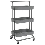 vidaXL Cărucior de bucătărie 3 niveluri gri 42x35x85 cm fier și ABS vidaXL Cărucior de bucătărie 3 niveluri gri 42x35x85 cm fier și ABS