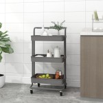 vidaXL Cărucior de bucătărie 3 niveluri gri 42x35x85 cm fier și ABS vidaXL Cărucior de bucătărie 3 niveluri gri 42x35x85 cm fier și ABS