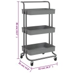 vidaXL Cărucior de bucătărie 3 niveluri gri 42x35x85 cm fier și ABS vidaXL Cărucior de bucătărie 3 niveluri gri 42x35x85 cm fier și ABS