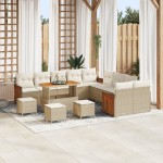vidaXL Set de canapele pentru grădină cu pernă 14 pcs bej și crem