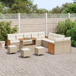 vidaXL Set de canapele pentru grădină cu pernă 14 pcs bej și crem