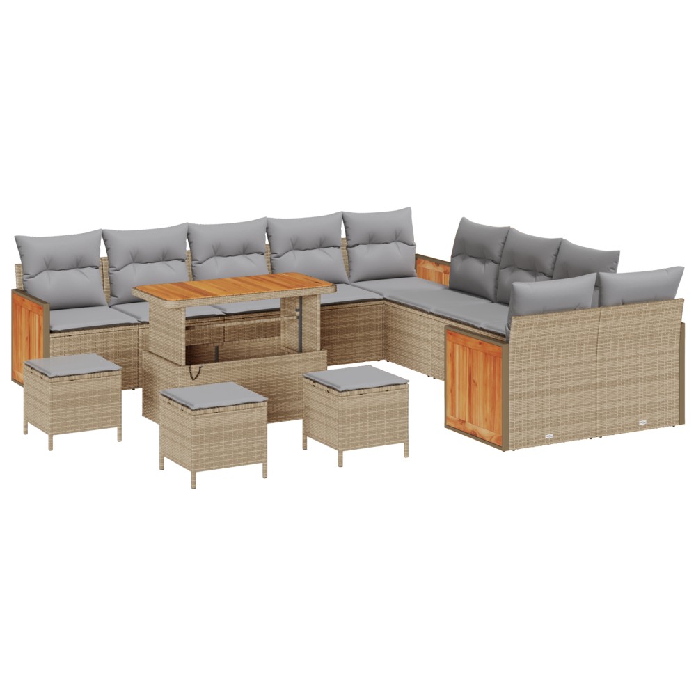 vidaXL Set de canapele pentru grădină 14 pcs bej și gri deschis