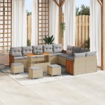 vidaXL Set de canapele pentru grădină 14 pcs bej și gri deschis
