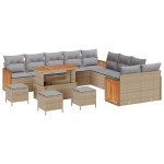 vidaXL Set de canapele pentru grădină 14 pcs bej și gri deschis