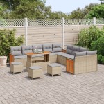 vidaXL Set de canapele pentru grădină 14 pcs bej și gri deschis
