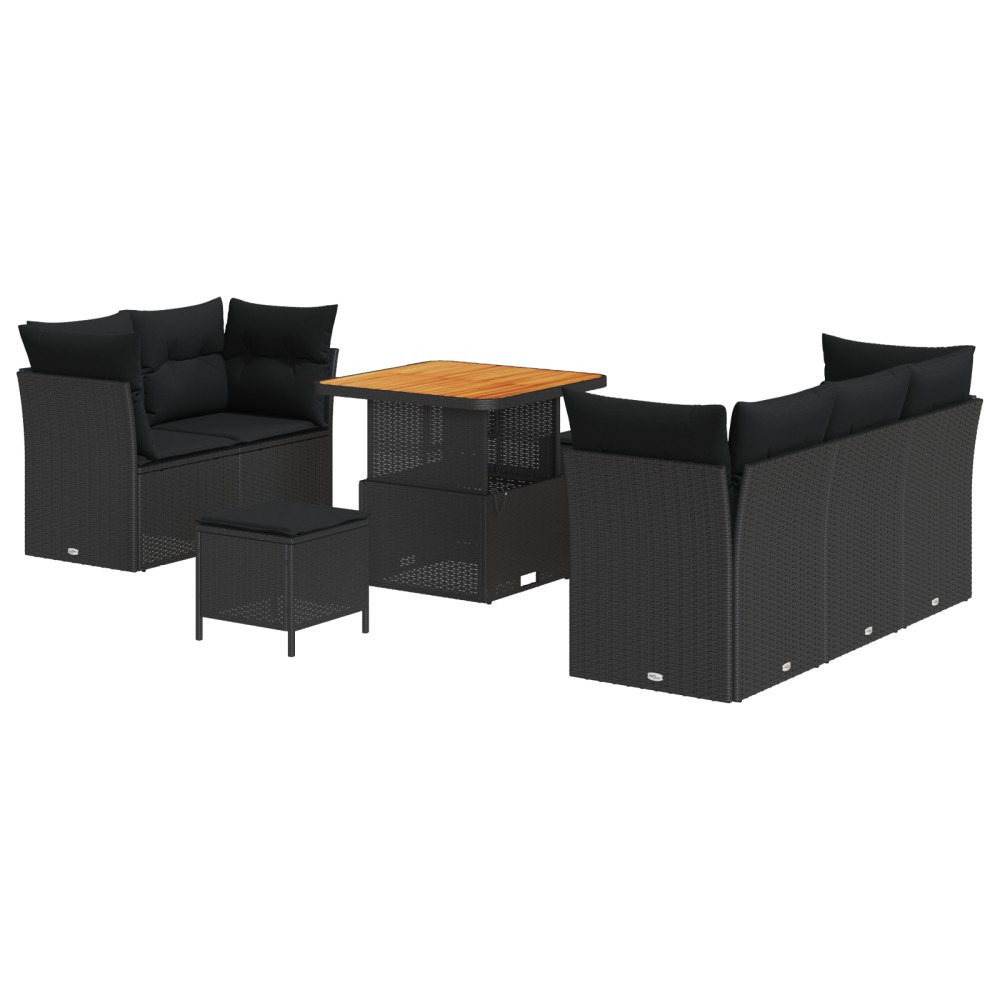 vidaXL Set de canapele pentru grădină 8 pcs Negru 80 x 80 x 71 cm