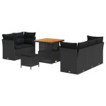 vidaXL Set de canapele pentru grădină 8 pcs Negru 80 x 80 x 71 cm