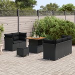 vidaXL Set de canapele pentru grădină 8 pcs Negru 80 x 80 x 71 cm