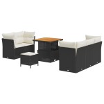 vidaXL Set de canapele pentru grădină cu pernă 8 pcs negru și crem