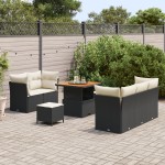 vidaXL Set de canapele pentru grădină cu pernă 8 pcs negru și crem